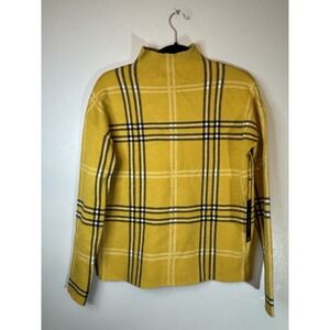 NWT Butter Gold Plaid Long Sleeved Sweater W/unique Neckline Size S